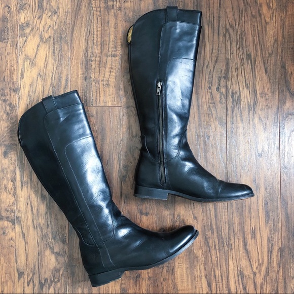 Frye Melissa Tall Riding Boots, black leather, knee high, low heel, size 9.5 - Picture 9 of 16